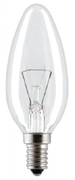 Лампа ЛН Е14 Свеча 220В   60Вт 3000К D35х103мм Прозрачная колба 270º 650Лм ЛИСМА