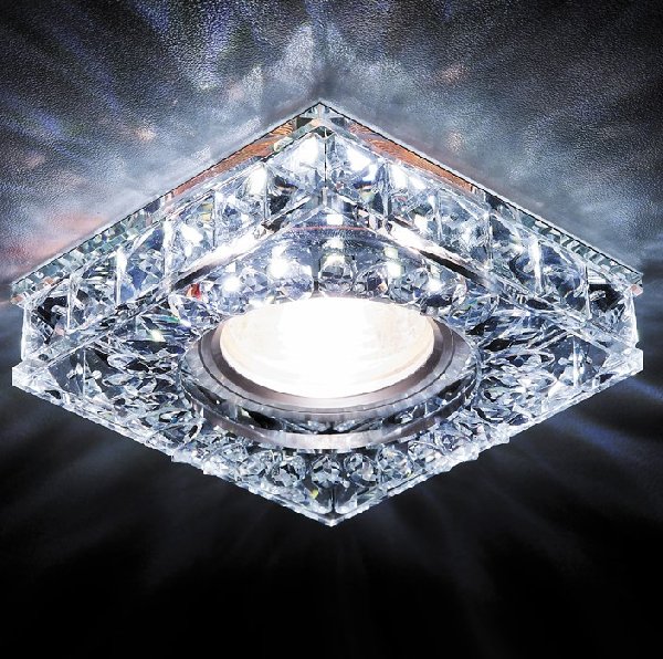 Светильник Точечный ДекорСтекло MR16+LED 1х50Вт GU5.3  Хром-Прозрачный 95х95х25мм S251 Ambrella