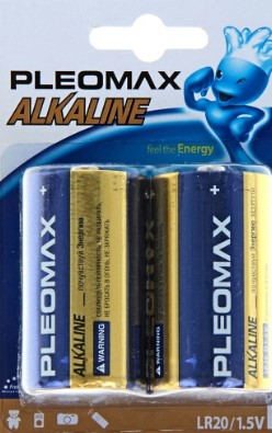 Элемент питания LR20  Щелочной 1,5В (2 шт) ALKALINE PLEOMAX