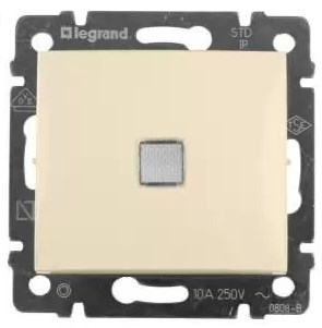 Переключатель В Рамку Одноклавишный С Подсветкой Слоновая Кость IP20 10А 250В VALENA Legrand
