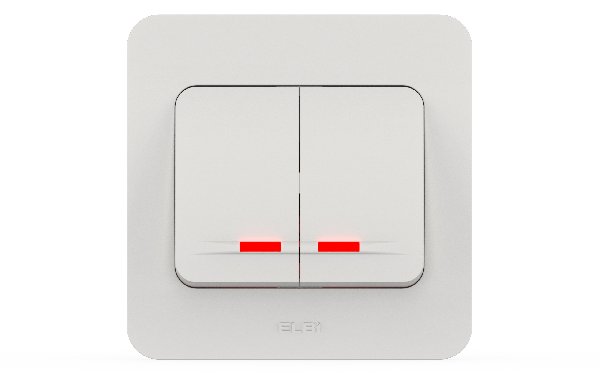 Выключатель В Рамку Двухклавишный С Подсветкой Белый IP20 10А 250В Pastel Jazz El-BI