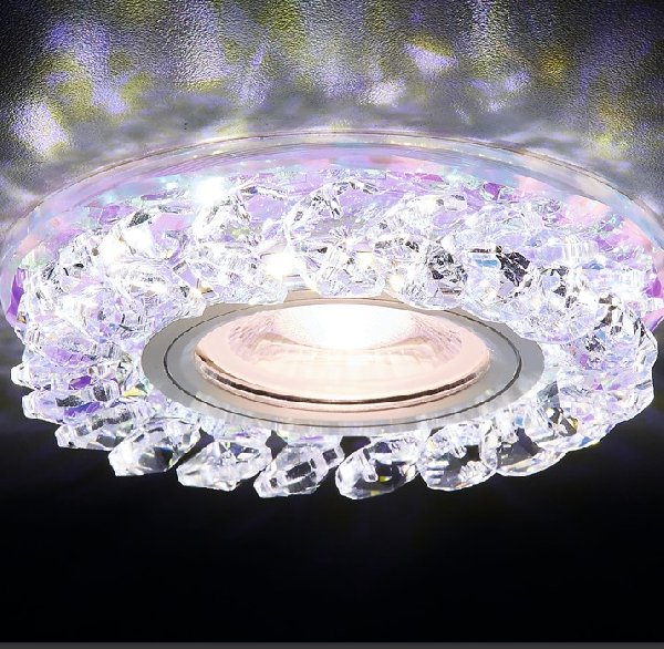 Светильник Точечный ДекорСтекло MR16+LED 1х50Вт GU5.3 Хром-Перламутровый D95x25мм S257 IP20 Ambrella