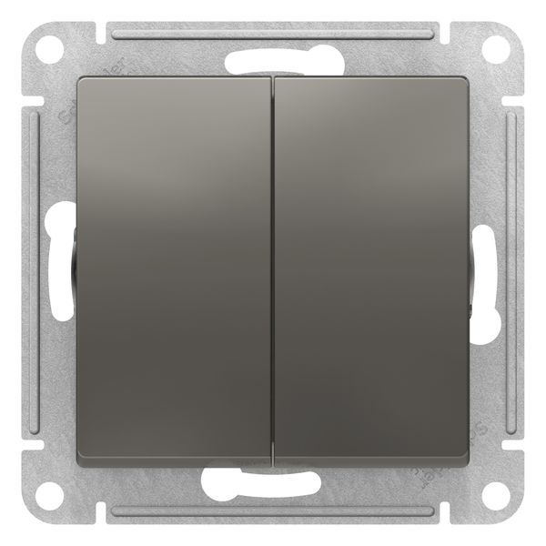 Выключатель В Рамку Двухклавишный Без Подсветки Сталь IP20 10А 250В ATLASDESIGN SE