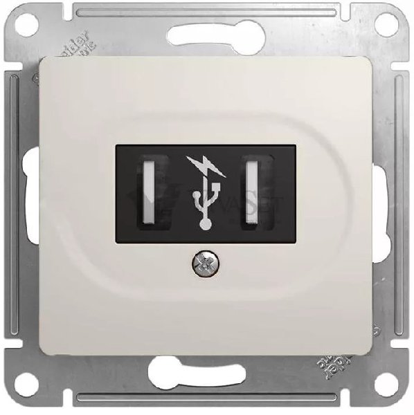 Розетка В Рамку Одинарная USBх2 Молочный IP20 GLOSSA Schneider Electric