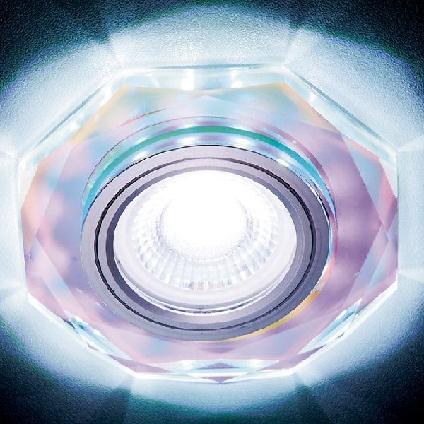 Светильник Точечный ДекорСтекло MR16+LED 1х50Вт GU5.3  Хром-Перламутр D100х25мм S213 IP20 Ambrella