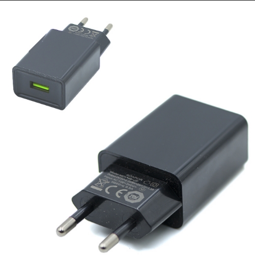 Адаптер USB  для телефона Пррямой вход 1,5А Черный