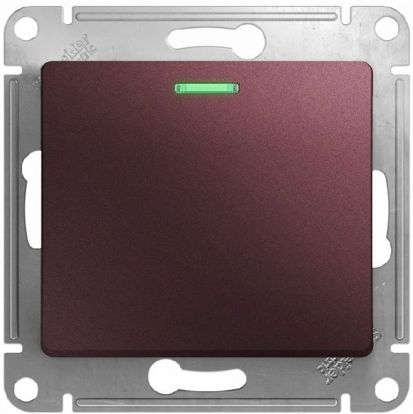 Выключатель В Рамку Одноклавишный С Подсветкой Баклажановый IP20 10А 250В GLOSSA SE