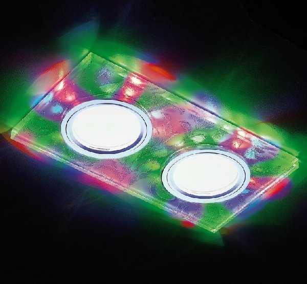 Светильник Точечный ДекорСтекло MR16+LED 2х50Вт GU5.3  Белый-Хром 170х90x20мм IP20 S234 Ambrella