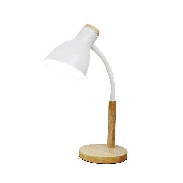 Светильник Настольный 1х40Вт Е27 Дерево+Белый 32010 WHITE+WOOD ЭкономСвет