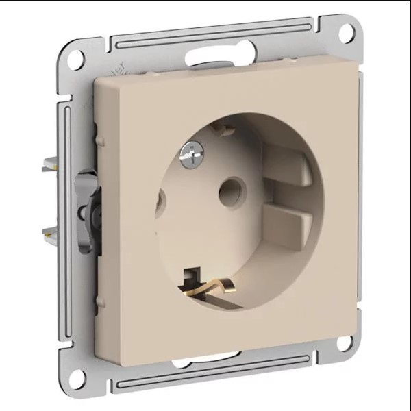 Розетка В Рамку  Одинарная С Заземлением Песочный IP20 16А 250В ATLASDESIGN Schneider Electric