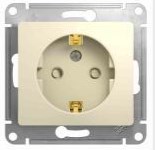 Розетка В Рамку Одинарная с Заземлением+Шторки Бежевый IP20 16А 250В GLOSSA Schneider Electric