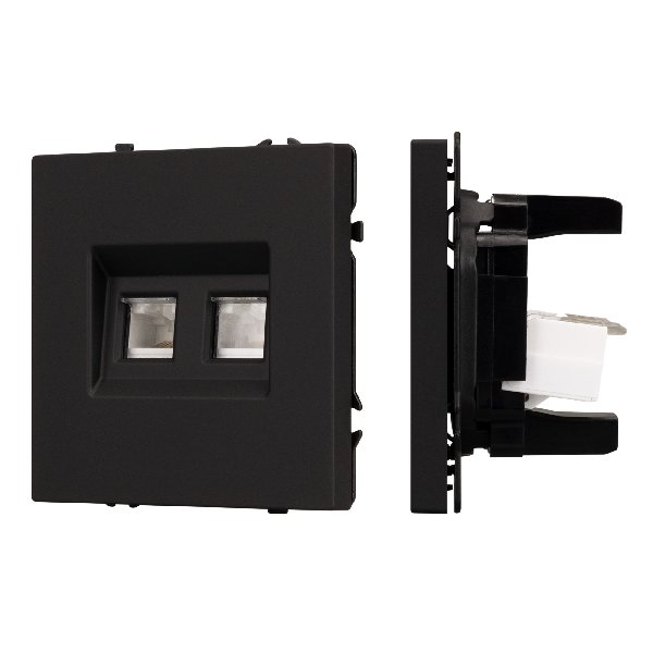 Механизм сдвоенной компьютерной розетки SCT-NOBE-MPC2-SFPL-BK (RJ-45, CAT6) (Arlight, Черный оникс)