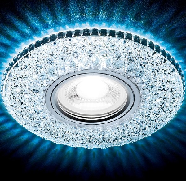 Светильник Точечный ДекорСтекло MR16+LED 1х50Вт GU5.3 Прозрачный-Хром D115х25мм S333 CH/CLD Ambrella