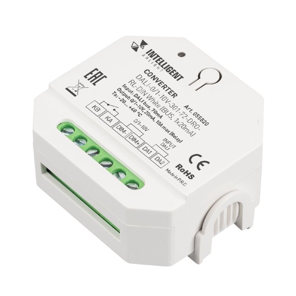 INTELLIGENT ARLIGHT Конвертер DALI-0/1-10V-301-72-DRO-RL-DIN White (BUS, 1x20mA) (IARL, IP20 Пластик