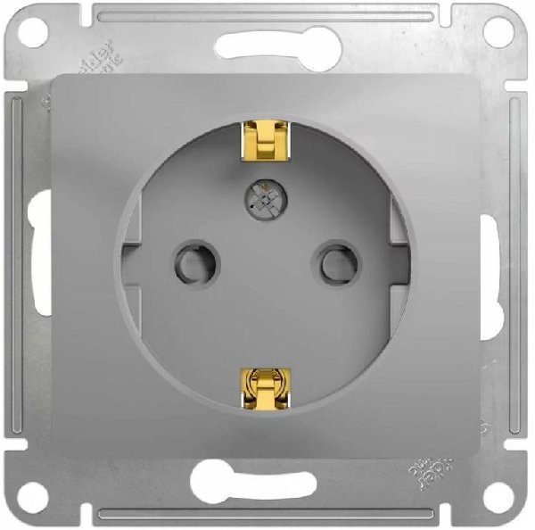 Розетка В Рамку Одинарная с Заземлением+Шторки Алюминий IP20 16А 250В GLOSSA Schneider Electric