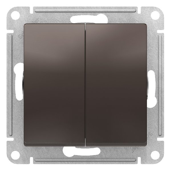 Выключатель В Рамку Двухклавишный Без Подсветки Мокко IP20 10А 250В ATLASDESIGN SE