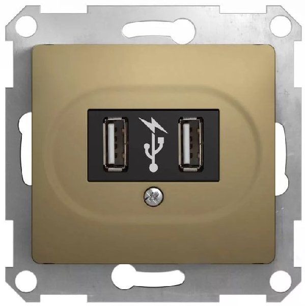 Розетка В Рамку Одинарная USBх2 Титан IP20   GLOSSA Schneider Electric