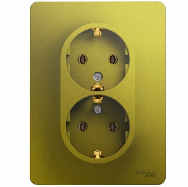 Розетка В Рамку Двойная c Заземлением+Шторки Фисташковый IP20   GLOSSA Schneider Electric