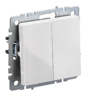 Переключатель В Рамку Двухклавишный Без Подсветки Белый IP20 10А 250В  BRITE