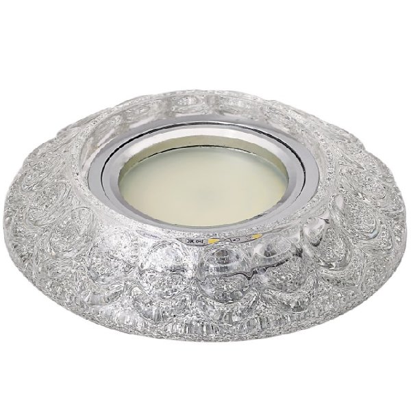Светильник Точечный ДекорСтекло MR16+LED 1х50Вт GU5.3  Серебро D105х35мм  IP20 Y1501 LBT
