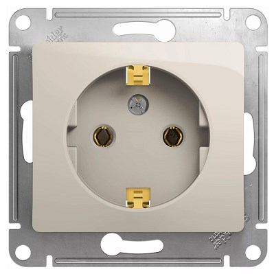 Розетка В Рамку Одинарная с Заземлением Молочный IP20 16А 250В GLOSSA Schneider Electric