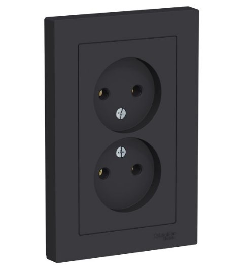 Розетка Встраив Двойная Без Заземления Карбон IP20 10А 250В ATLASDESIGN Schneider Electric