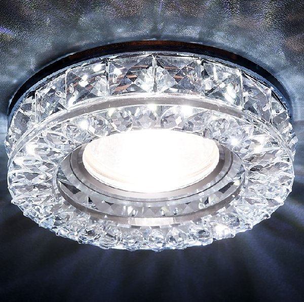 Светильник Точечный ДекорСтекло MR16+LED 1х50Вт GU5.3  Хром-Прозрачный D95х25мм S241 IP20 Ambrella