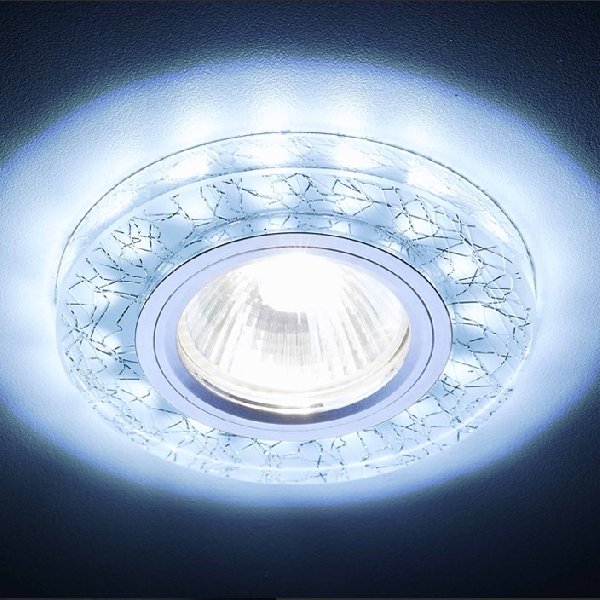 Светильник Точечный Врезной MR16+LED 1х50Вт GU5.3  Белый-Серебро D90x20мм IP20 S226  Ambrella