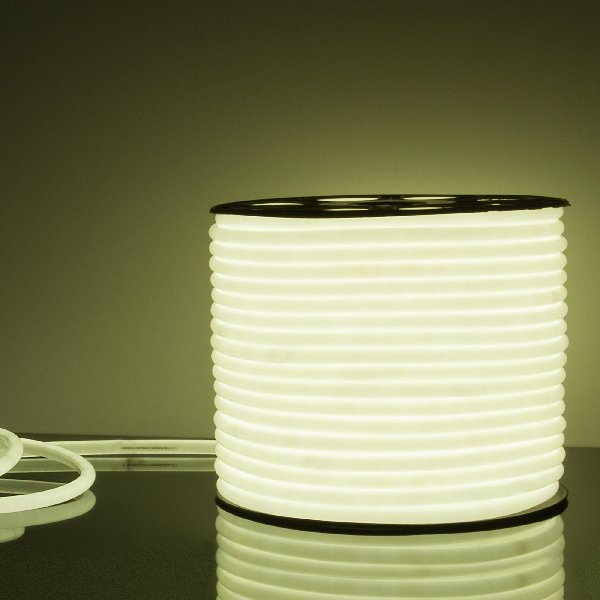 Гибкий Неон Круглый 220В 2жил 9.6Вт/м 6500K 144Led 2835 IP67 16mm Белый 50 м