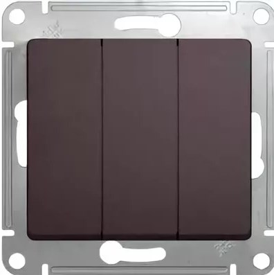 Выключатель В Рамку Трехклавишный Без Подсветки Графит IP20 10А 250В GLOSSA SE