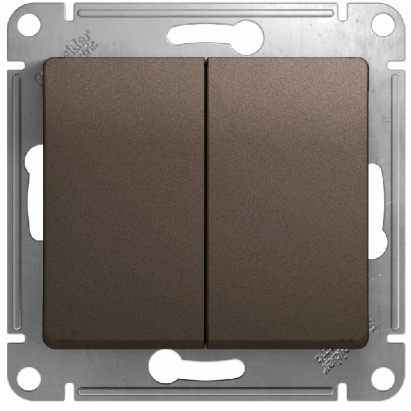 Выключатель В Рамку Двухклавишный Без Подсветки Шоколад IP20 10А 250В GLOSSA SE