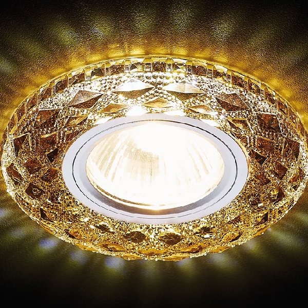 Светильник Точечный ДекорСтекло MR16+LED 1х50Вт GU5.3 Хром-Агат D120x15мм S288 Ambrella