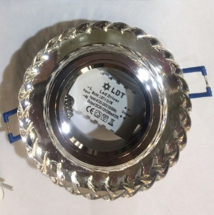 Светильник Точечный ДекорСтекло MR16+LED 1х50Вт GU5.3  Серебро D105х35мм  IP20 Y1580L LBT