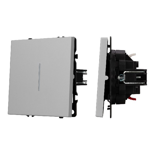 Механизм выключателя одноклавишный проходной LED SWT-NOBE-MKP1-SFPL-L-IS (230V, 10A) (Arlight, Никел