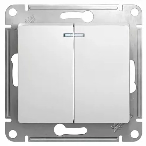 Выключатель В Рамку Двухклавишный С Подсветкой Белый IP20 10А 250В GLOSSA SE
