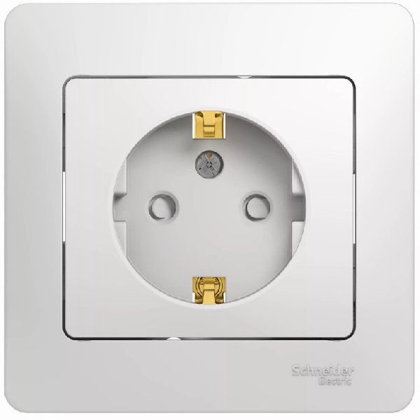 Розетка Встраив Одинарная c Заземлением+Шторы Белый IP20 16А 250В GLOSSA Schneider Electric