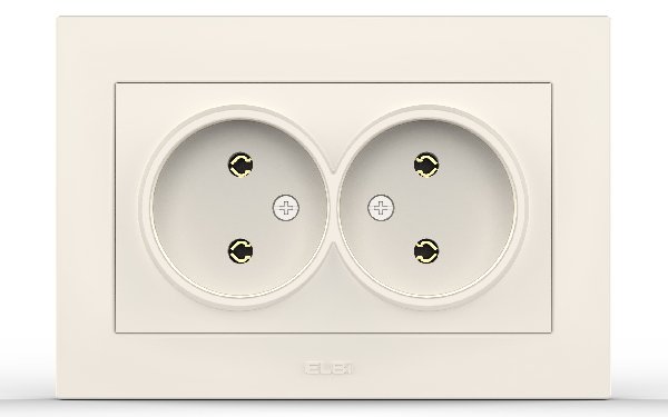 Розетка В Рамку Двойная Без Заземления Кремовый  IP20 10А 250В Zena  Vega  El-Bi