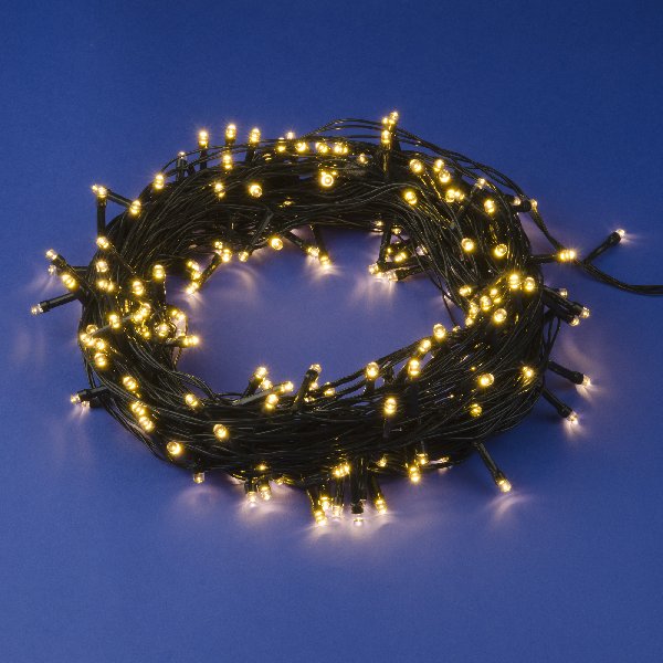 Гирлянда LED 220В IP20  20м 200LED Теплый свет провод Зеленый  Uniel