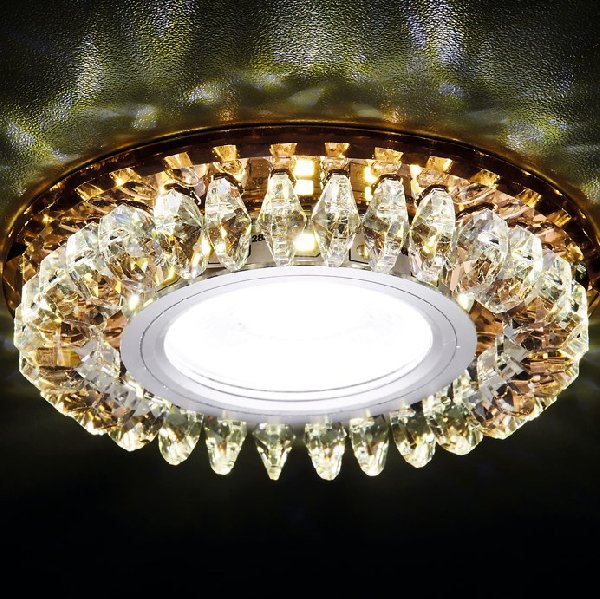 Светильник Точечный ДекорСтекло MR16+LED 1х50Вт GU5.3  Хром-Коричневый D90x10мм S220 Ambrella