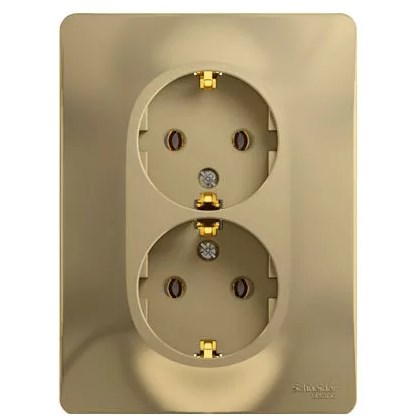 Розетка Встраив Двойная с Заземлением Титан IP20   GLOSSA Schneider Electric