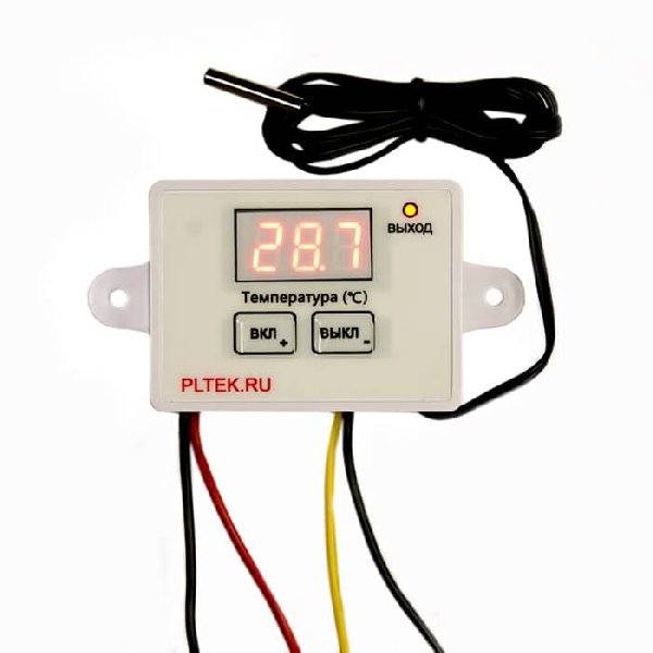 Терморегулятор Накладной Цифровой Белый 220В 7А до 1500Вт ДП -40°С/+110°C PLTEK