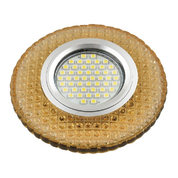 Светильник Точечный ДекорСтекло MR16+LED GU5.3 Желтый(светлый) D95х20мм Luciole L135 Fametto