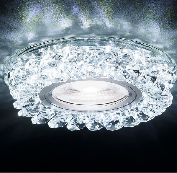 Светильник Точечный ДекорСтекло MR16+LED 1х50Вт GU5.3 Хром-Прозрачный D95x25мм S257 IP20 Ambrella