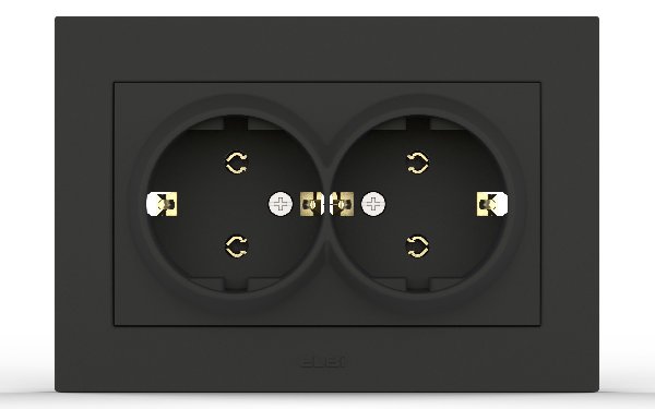 Розетка Встраив Двойная С Заземлением Дымчатый IP20 16А 250В Vega El-Bi