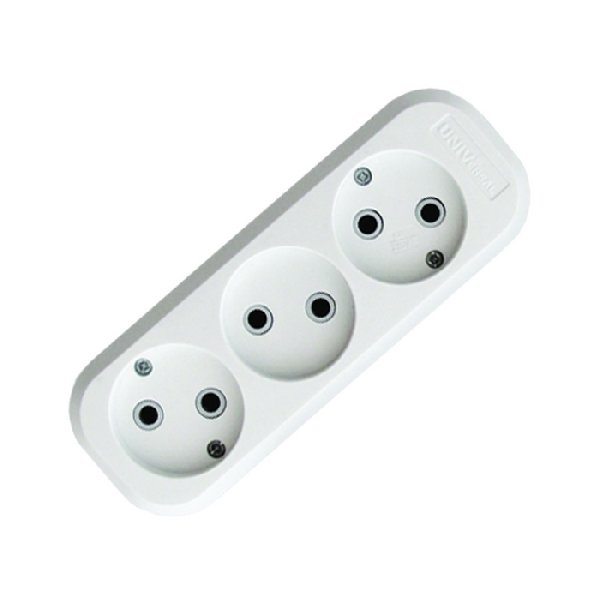 Колодка 3 гнезда Без заземления 10А Белый  UNIVersal