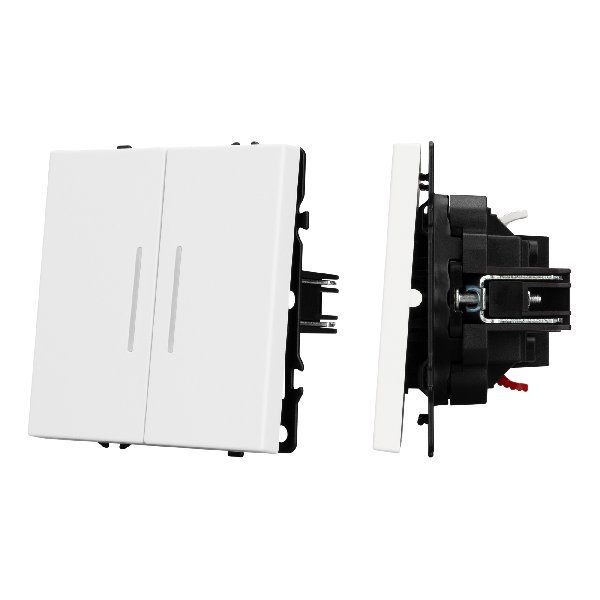 Механизм выключателя двухклавишный проходной LED SWT-NOBE-MKP2-SFPL-L-WH (230V, 10A) (Arlight, Белый