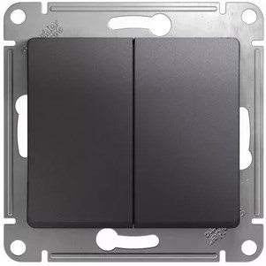 Выключатель В Рамку Двухклавишный Без Подсветки Графит IP20 10А 250В GLOSSA SE