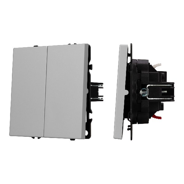 Механизм выключателя двухклавишный непроходной SWT-NOBE-MK02-SFPL-IS (230V, 10A) (Arlight, Никель)
