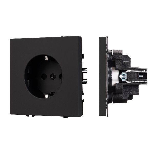 Механизм электрической розетки SCT-NOBE-MEU1-SFPL-BK (230V, 16A) (Arlight, Черный оникс)