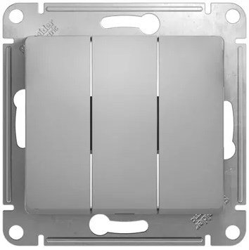 Выключатель В Рамку Трехклавишный Без Подсветки Платина IP20 10А 250В GLOSSA SE